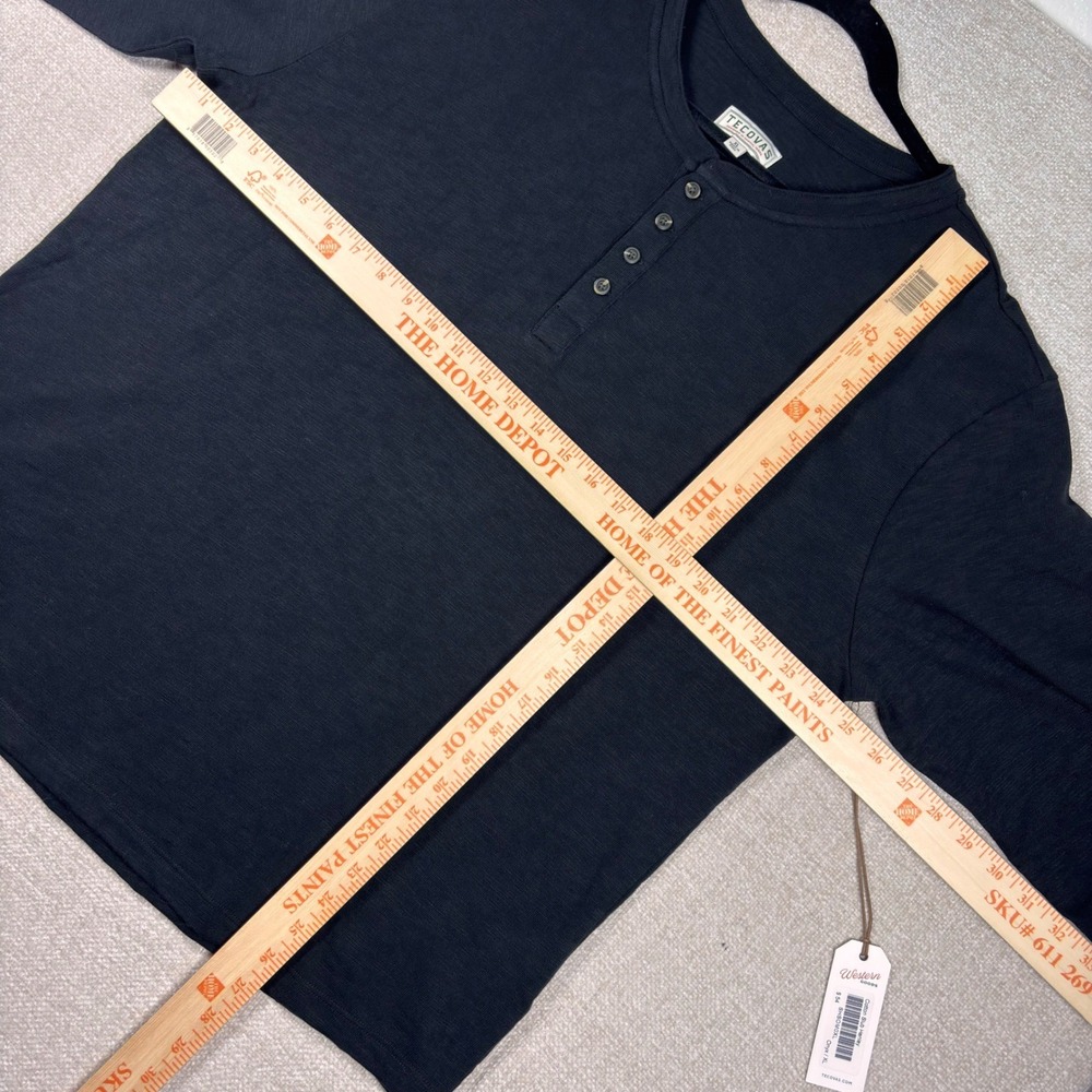 NWT Tecovas Mens Cotton Slub Henley Shirt Onyx Black Long Sleeve XL - Picture 4 of 5